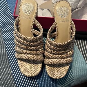 Vince Camuto Textured Cream Mules